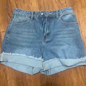 SHEIN Blue Jean Shorts High-Waisted Mom-fit